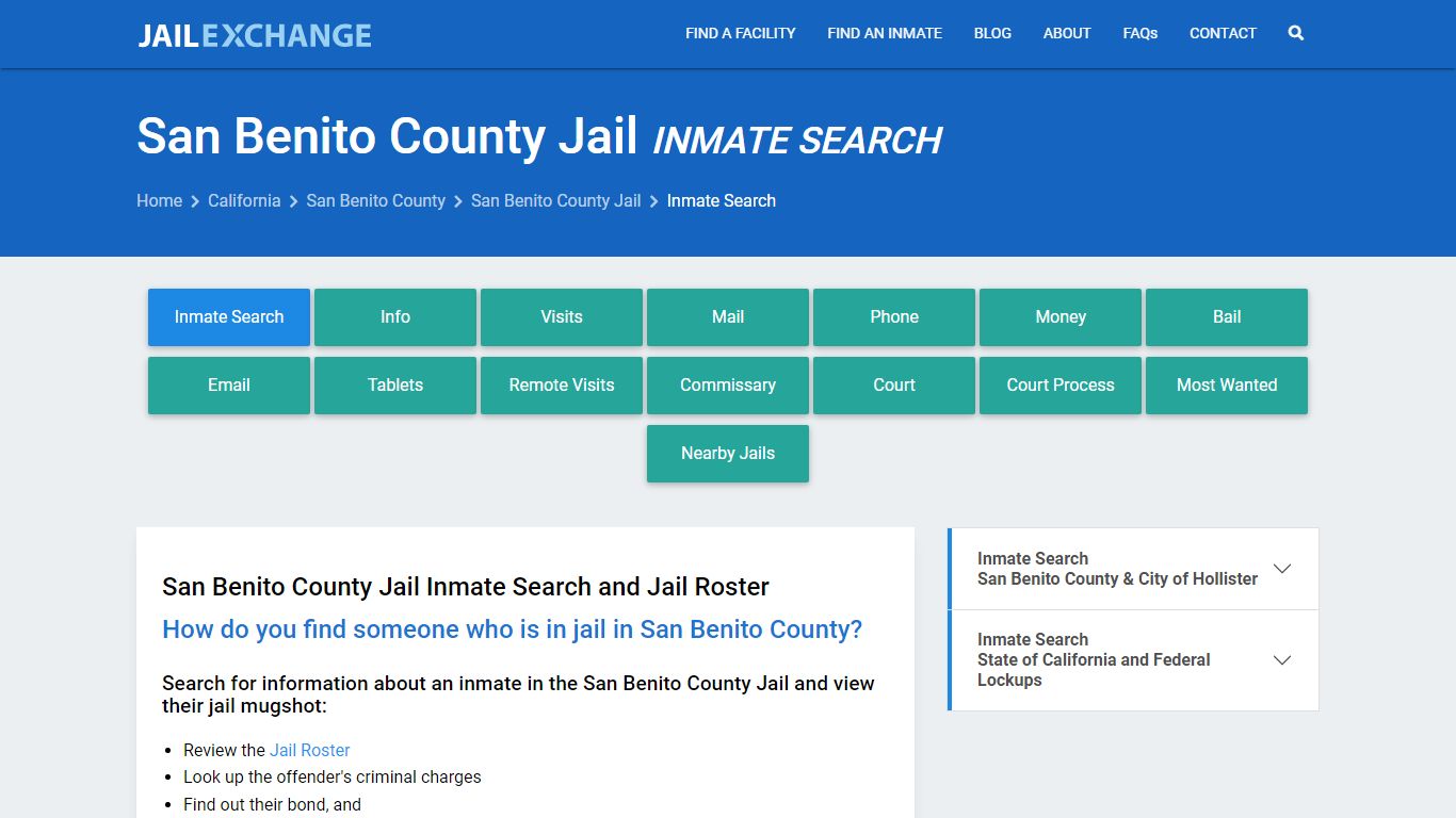 San Benito County Jail Inmate Search - Jail Exchange